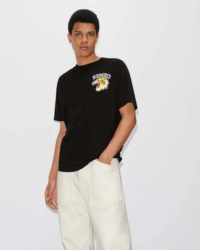 KENZO Men's and Women's Same Style 23 Spring and Summer Cotton Tiger Head Pattern Casual Fashion Loose T-shirt Color: Black Apricot White Size: M L XL XXL Three Standards Style Number: K 69